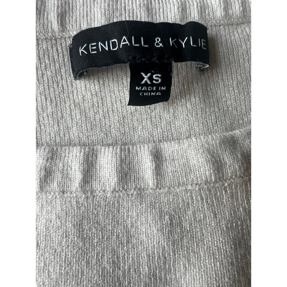 Kendall & Kylie Ribbed Cropped Tank Top XS Cream Casual Date Night Festival - Picture 5 of 6